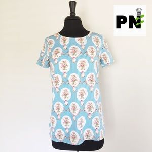 Striped floral blouse